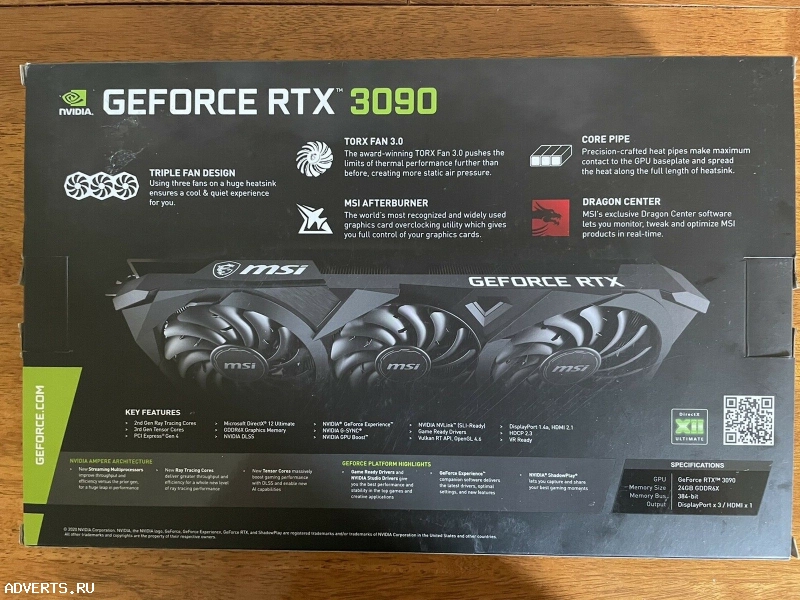 MSI GeForce RTX 3090 Ventus 3X 24G OC GDDR6X GPU
