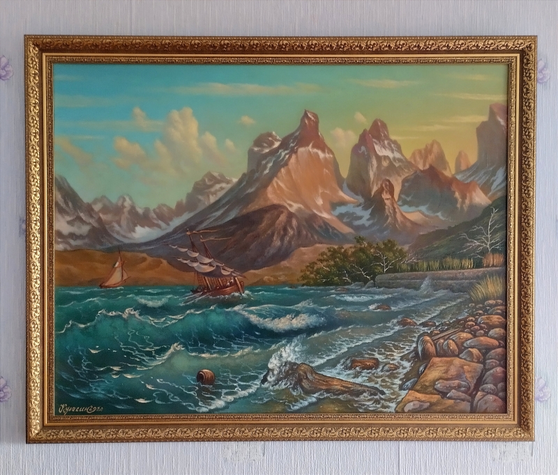 Морской пейзаж маслом на холсте.