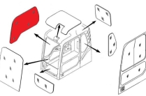Стекло кабины правое (триплекс) 71N6-02740 Hyundai R140-R500 серия 7 и 7A
