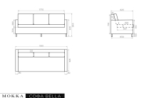MOKKA BELLA диван 3-х местный, серый