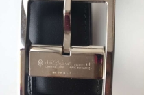 Ремень мужской dupont франция кожа черный кожаный металл под платину белое золото серебро покрытие л